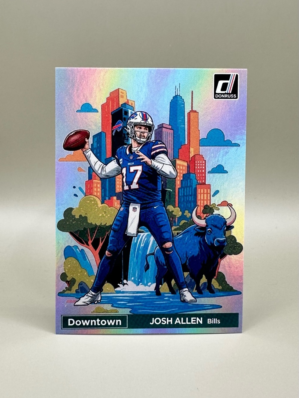 Josh Allen 2025 Panini Downtown #2 Novelty Football Card. Buffalo Bills.